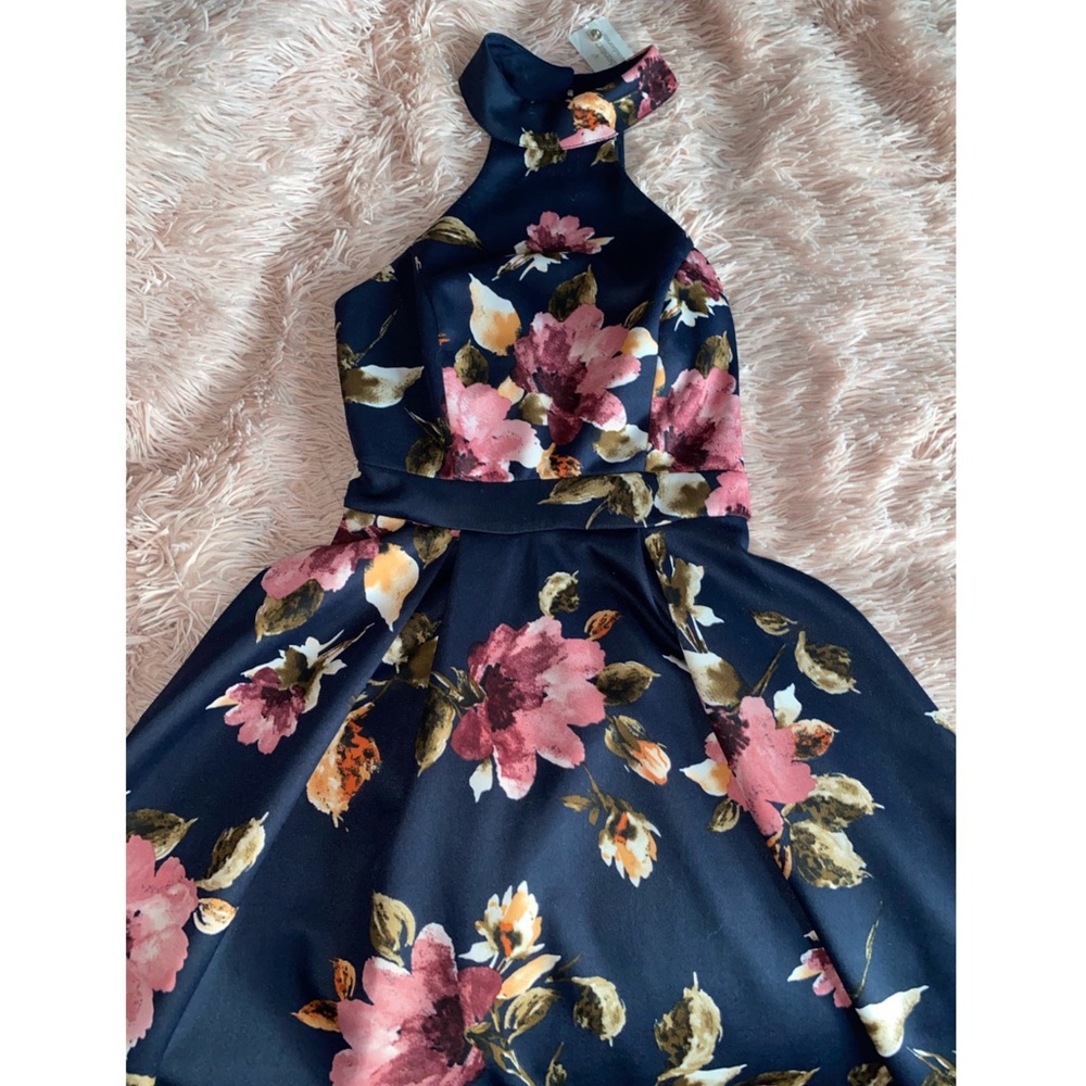 Navy blue floral dress. Windsor